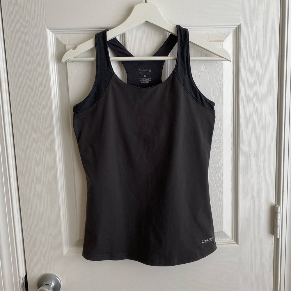 CALVIN KLEIN Performance Quick Dry Racerback Charcoal Color Tank - M